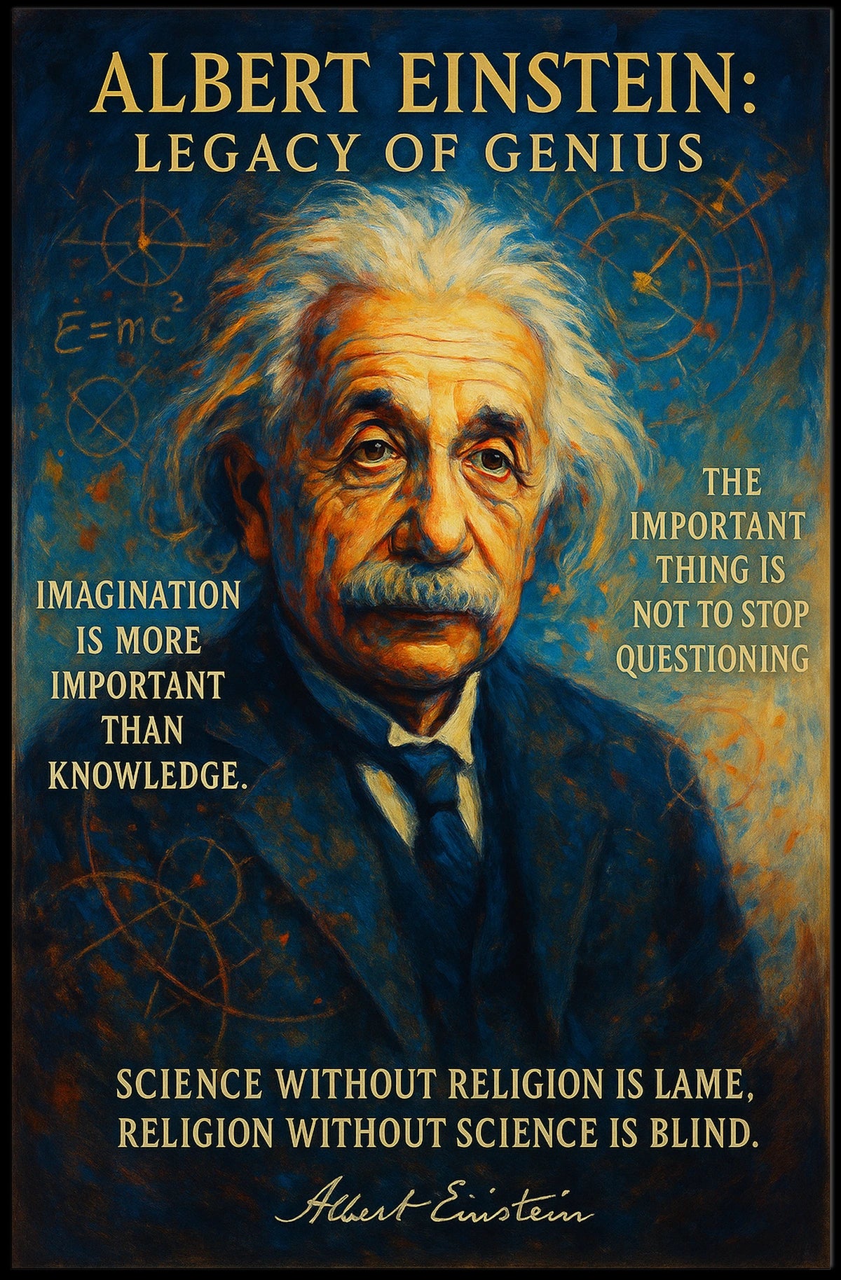 Albert Einstein Inspirational Vintage Art Poster Print