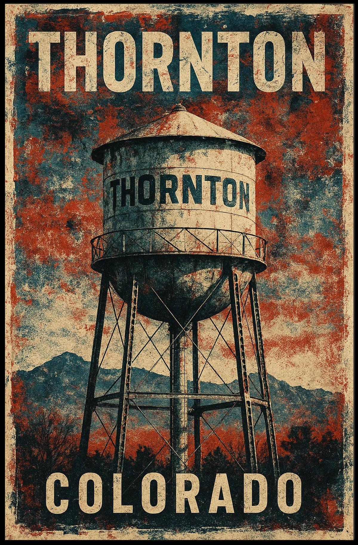 Thornton Water Tower Cityscape Wanderlust Realism Poster