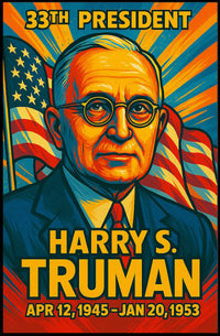 Harry S. Truman 33rd President of the United States Colorful Comic Book Style Poster