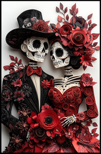 Día de los Muertos Quilling Art Poster - Cultural or Heritage Poster
