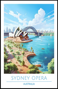 Sydney's Iconic Beauty: Opera House and Bridge Travel Poster
