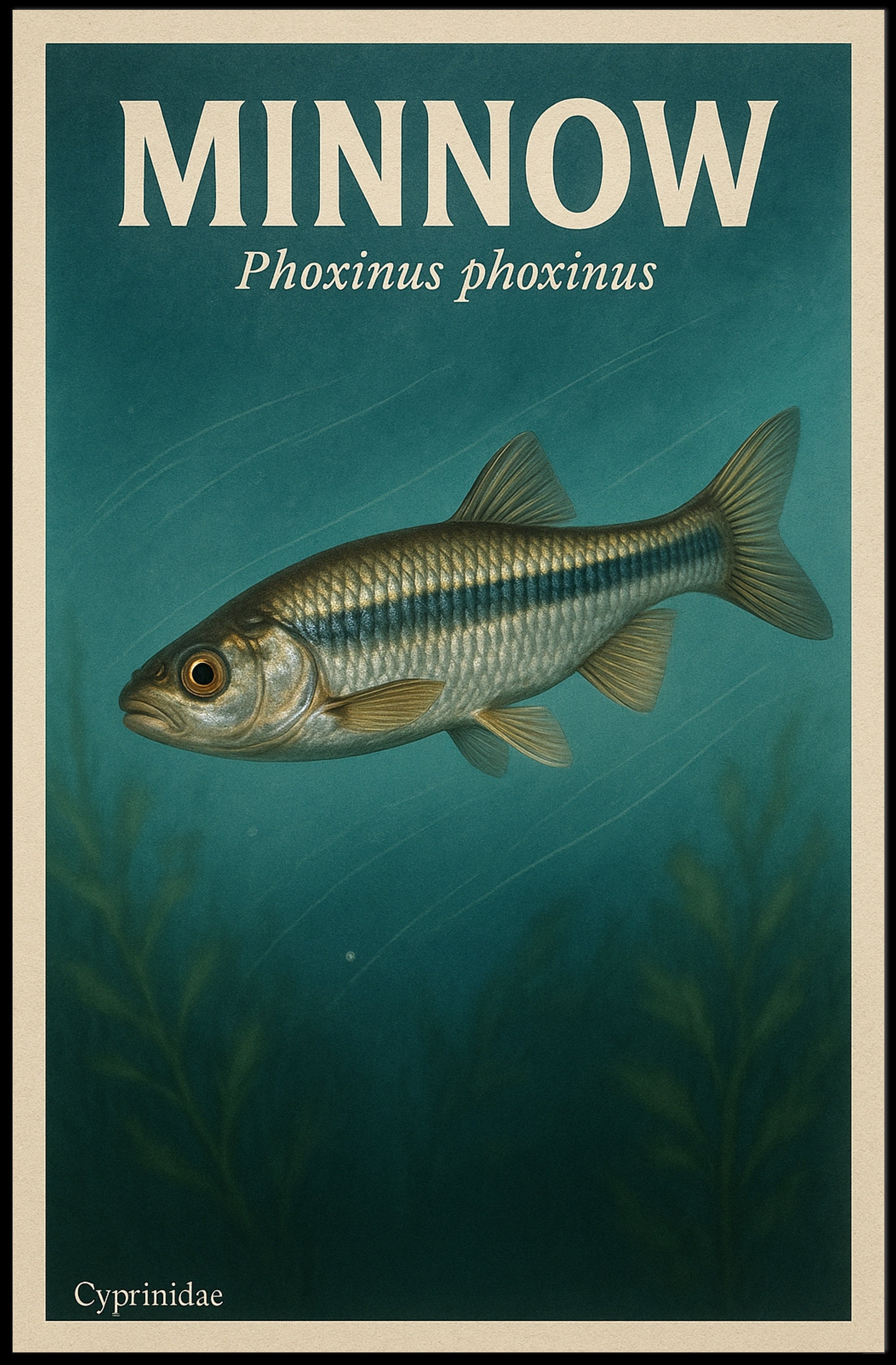 Minnow Illustration in Vintage Educational or Infographic Poster PosterGoat