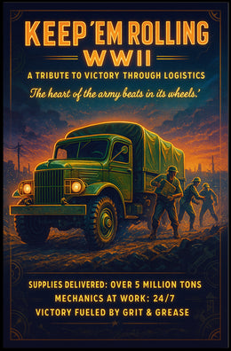 Keep 'Em Rolling: A Tribute to WWII Logistics Poster