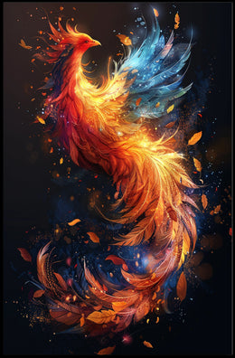 Majestic Phoenix in Flight: Mystical Art Poster