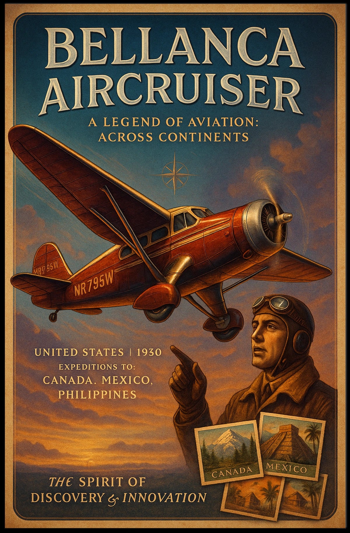 Bellanca Aircruiser Vintage Aviation Adventure Poster