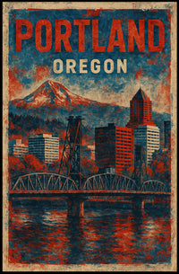 Portland Cityscape Minimalist Urban Photography Poster