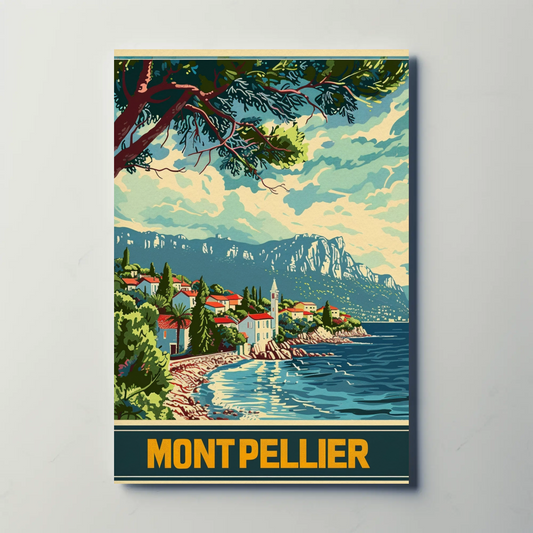 Montpellier Seaside Village Cliffs Trees Travel Poster