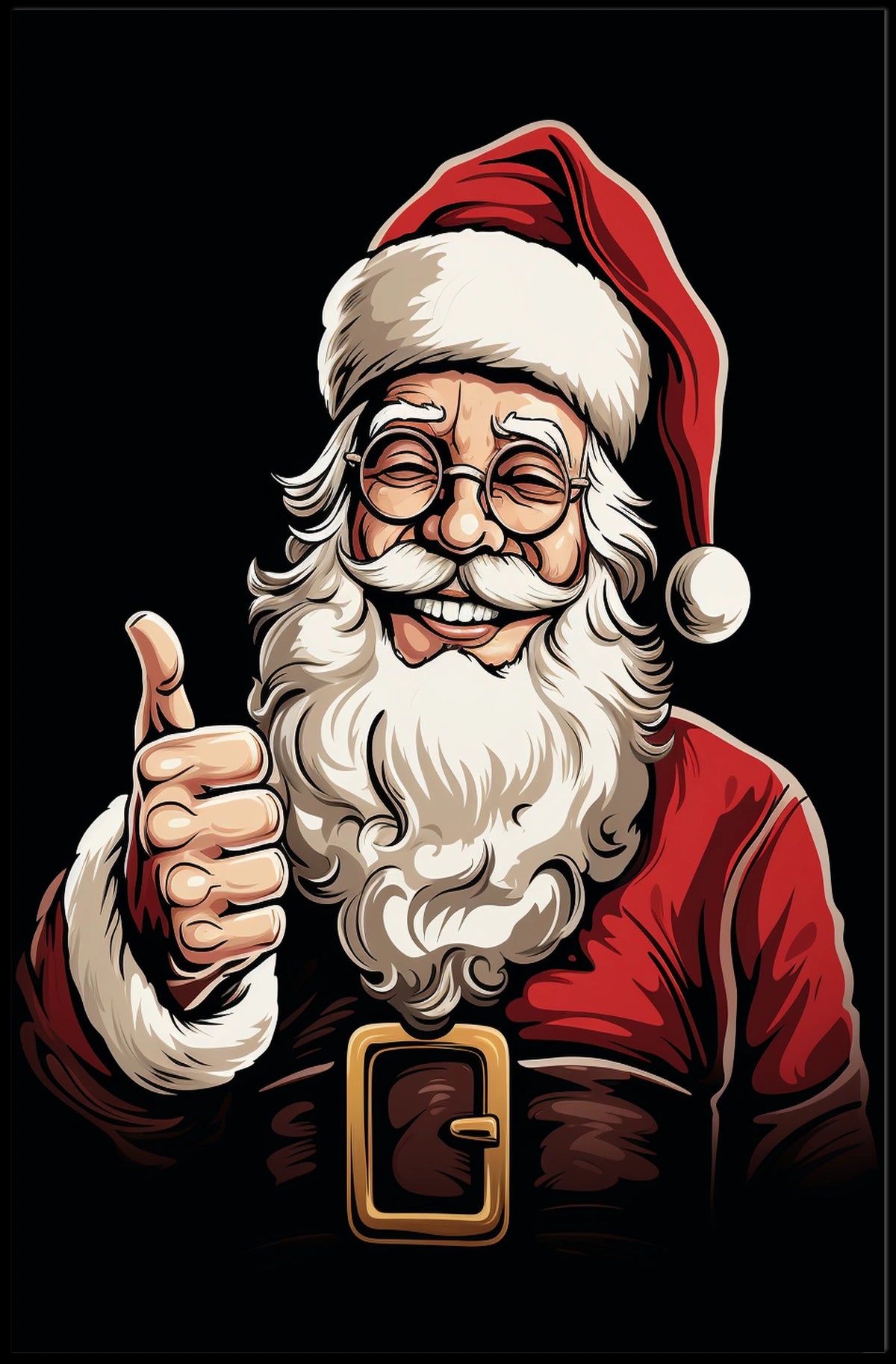 Santa Claus Cheerful Red Traditional Christmas Artwork Poster