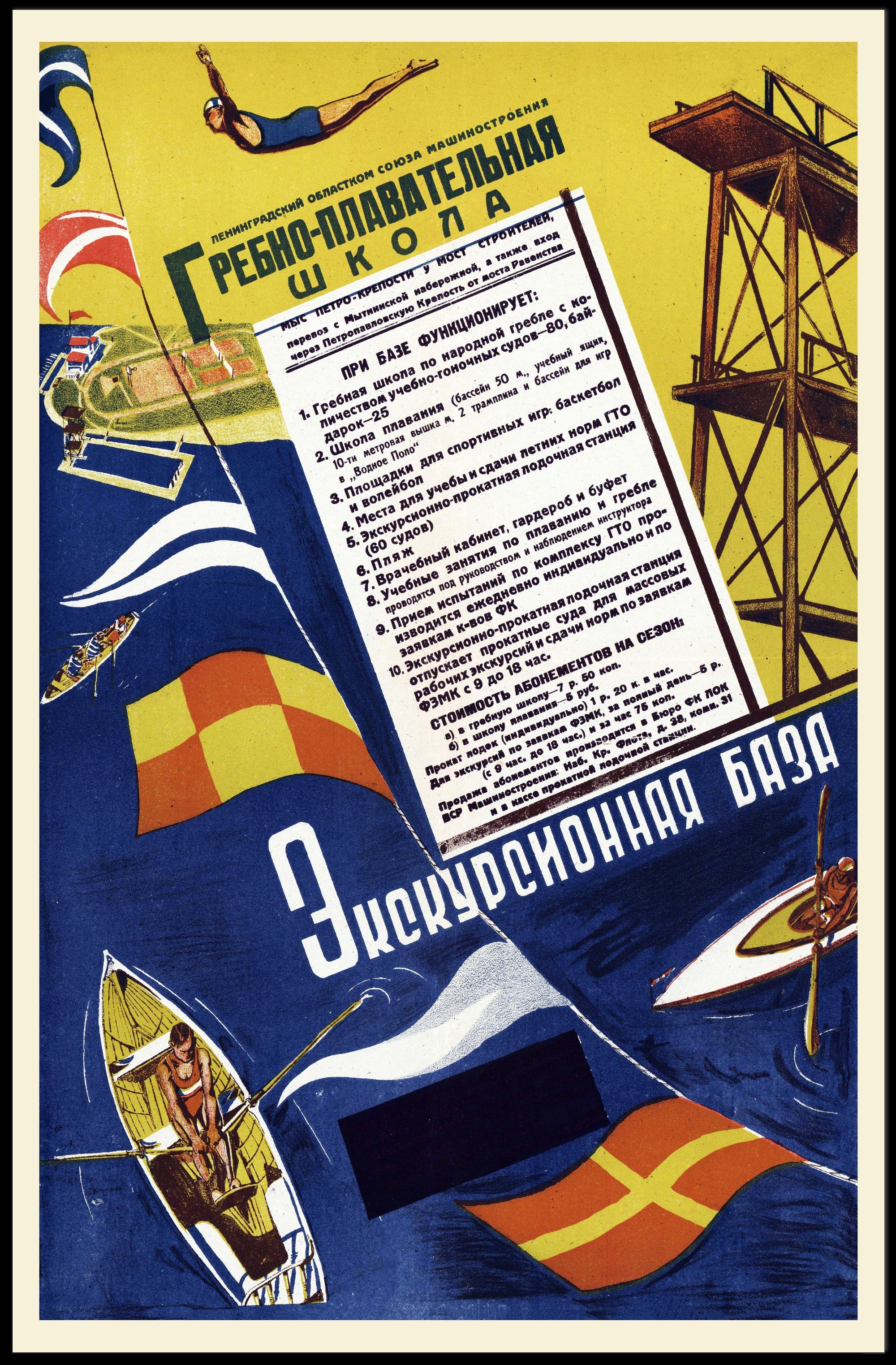 Vintage Soviet Aquatic Sports Advertisement Sports Poster