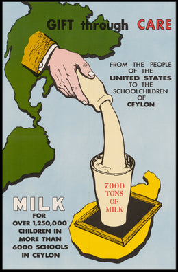 Humanitarian Aid Milk Initiative Vintage Educational or Infographic Poster PosterGoat