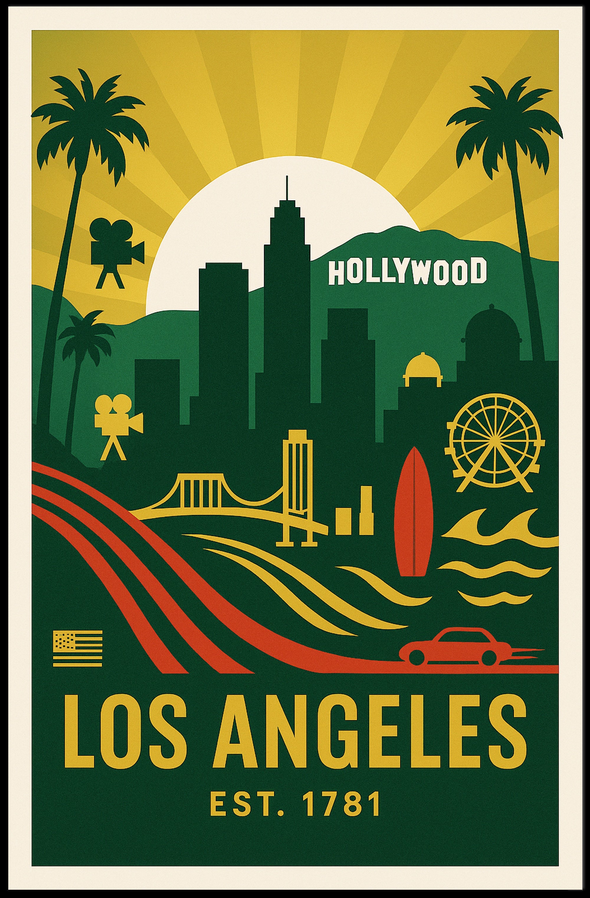 Los Angeles Highlights Poster PosterGoat