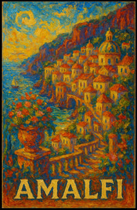 Whimsical Amalfi Coast Poster For Coastal Living Spaces