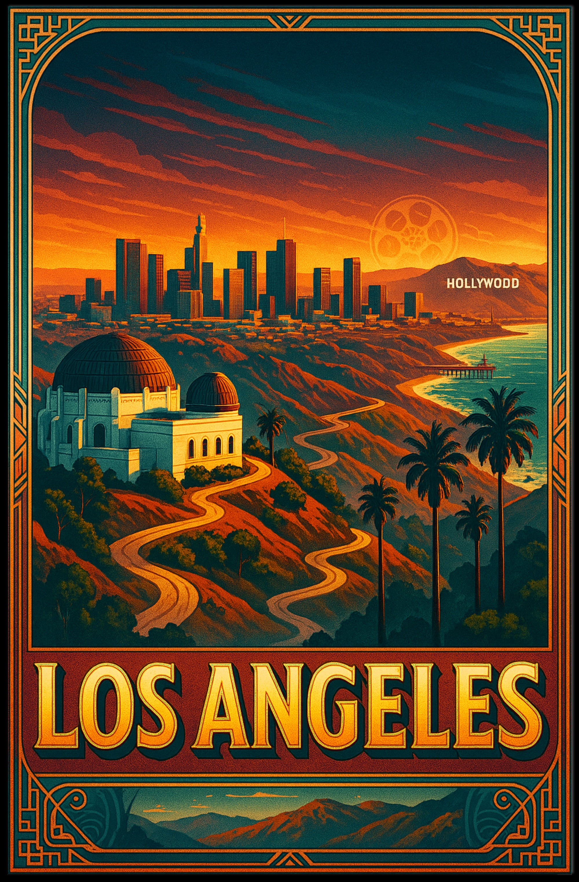 Los Angeles Dreamscape Poster Vintage Travel Print