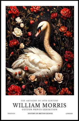 Swan and Floral Elegance, Arts and Crafts Poster