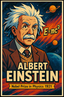 Einstein Nobel Prize Physics 1921 Vintage Science Poster