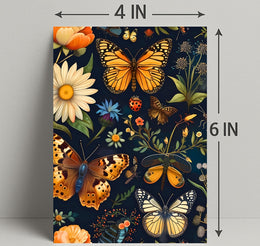 Colorful Nature Art: Butterfly and Flower Animal Poster