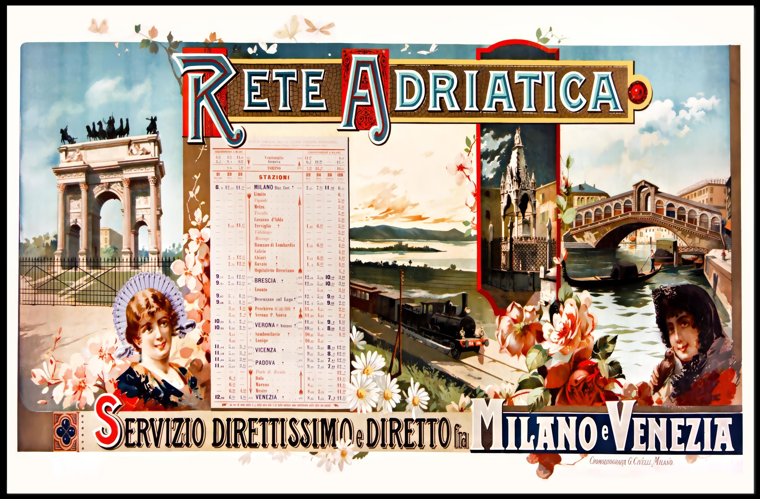 Vintage Romance in Milan-Venice Train Poster PosterGoat