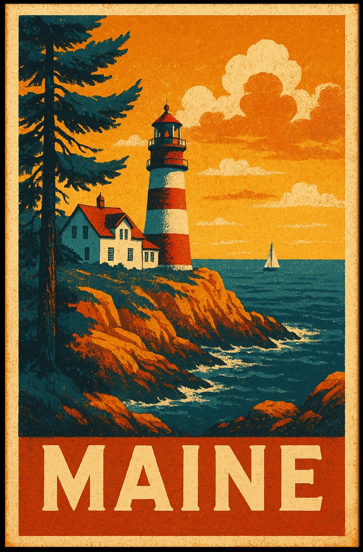 Maine Lighthouse Poster