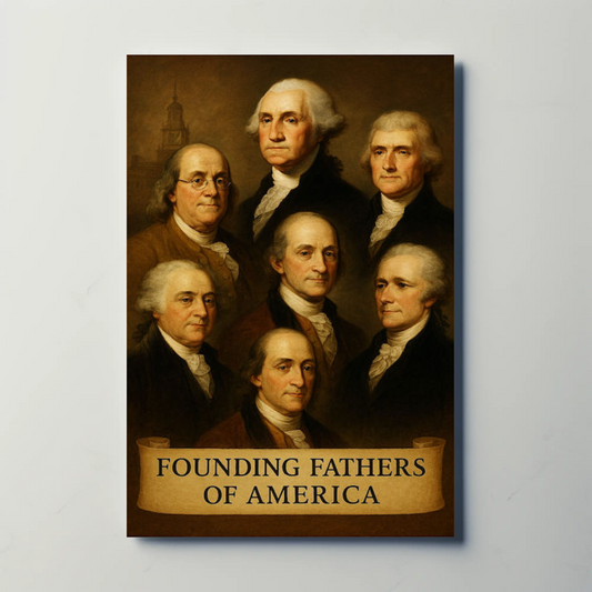 Founding Fathers Portrait Historic America Travel Poster