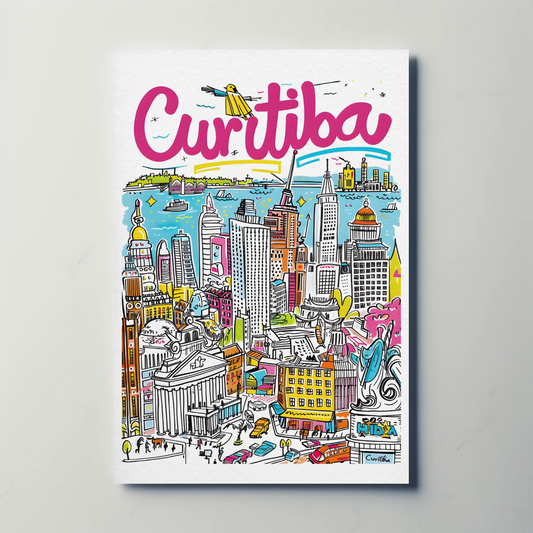 Curitiba Brazil Cityscape Modern Urban Vibrant Travel Poster