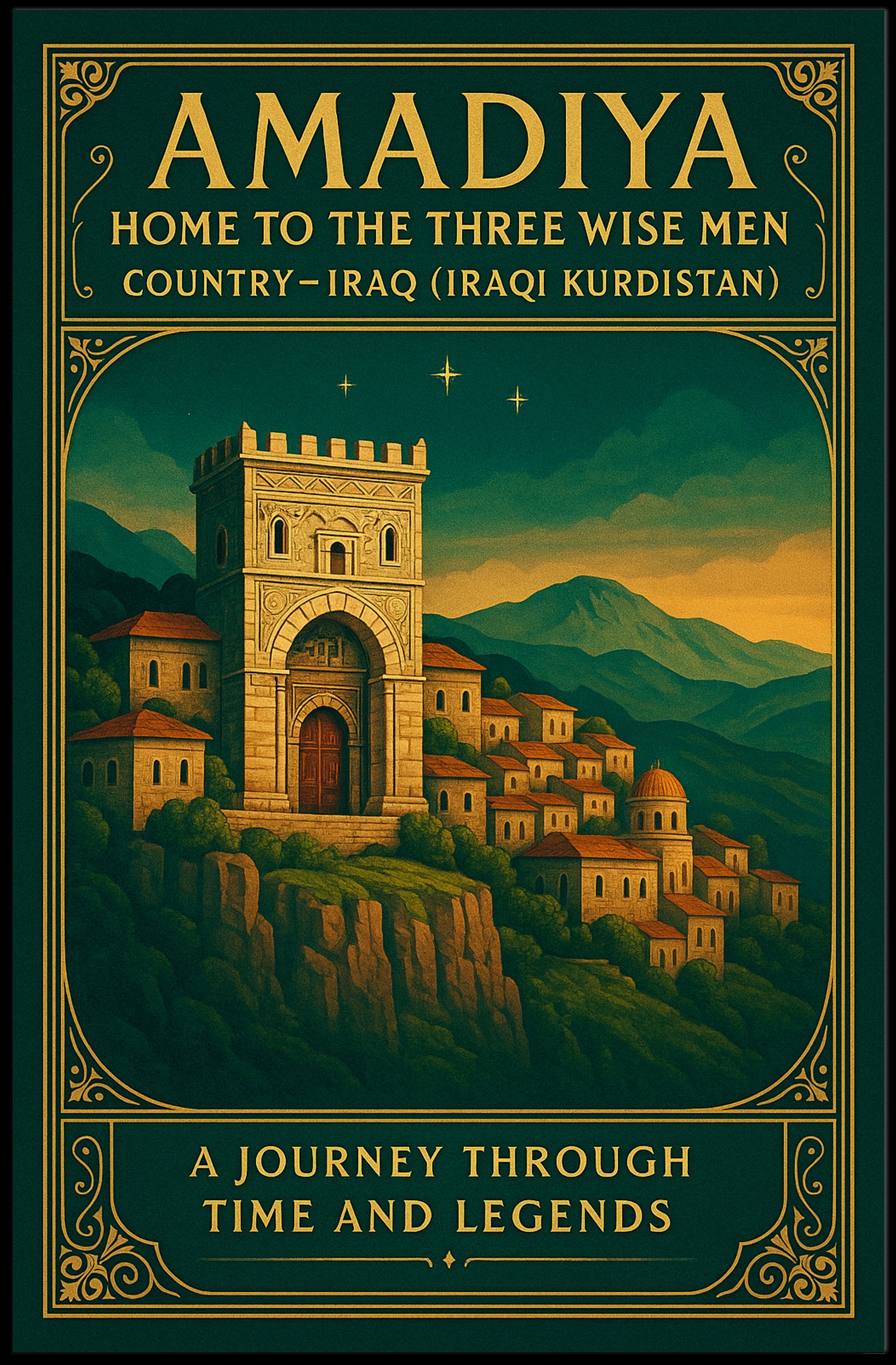 Amadiya Vintage Illustration: Cultural or Heritage Poster