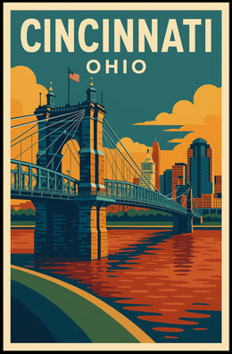Cincinnati Cityscape Minimalist Wanderlust Poster