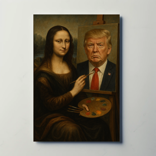 Mona Lisa Paints Trump Historical Parody Poster
