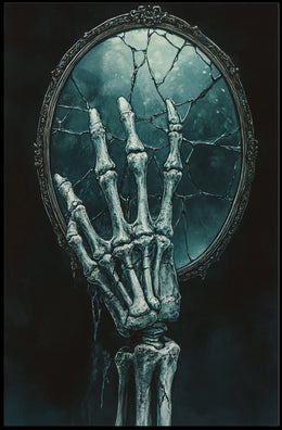 Skeletal Hand Mirror: Abstract, Artistic, or Pop Culture Poster