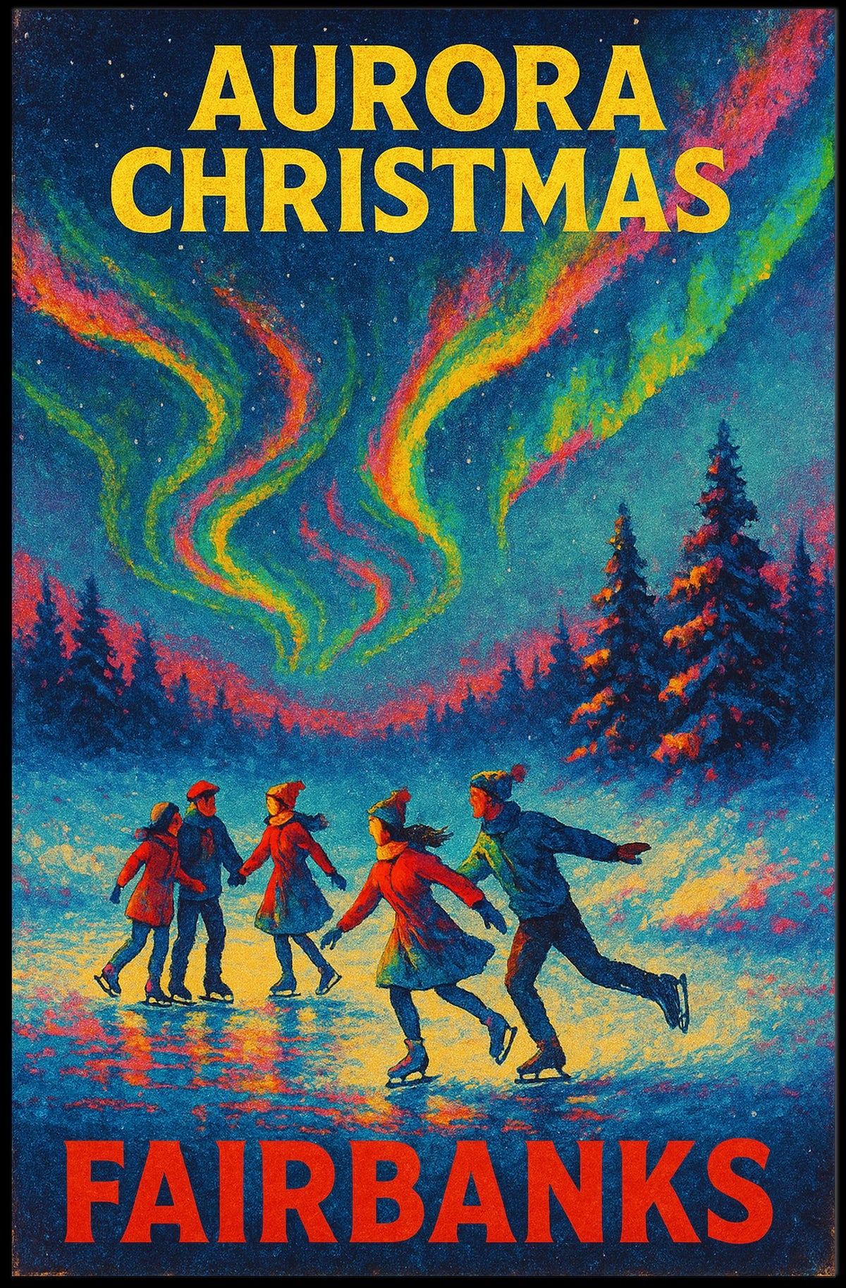 Aurora Christmas in Fairbanks Poster