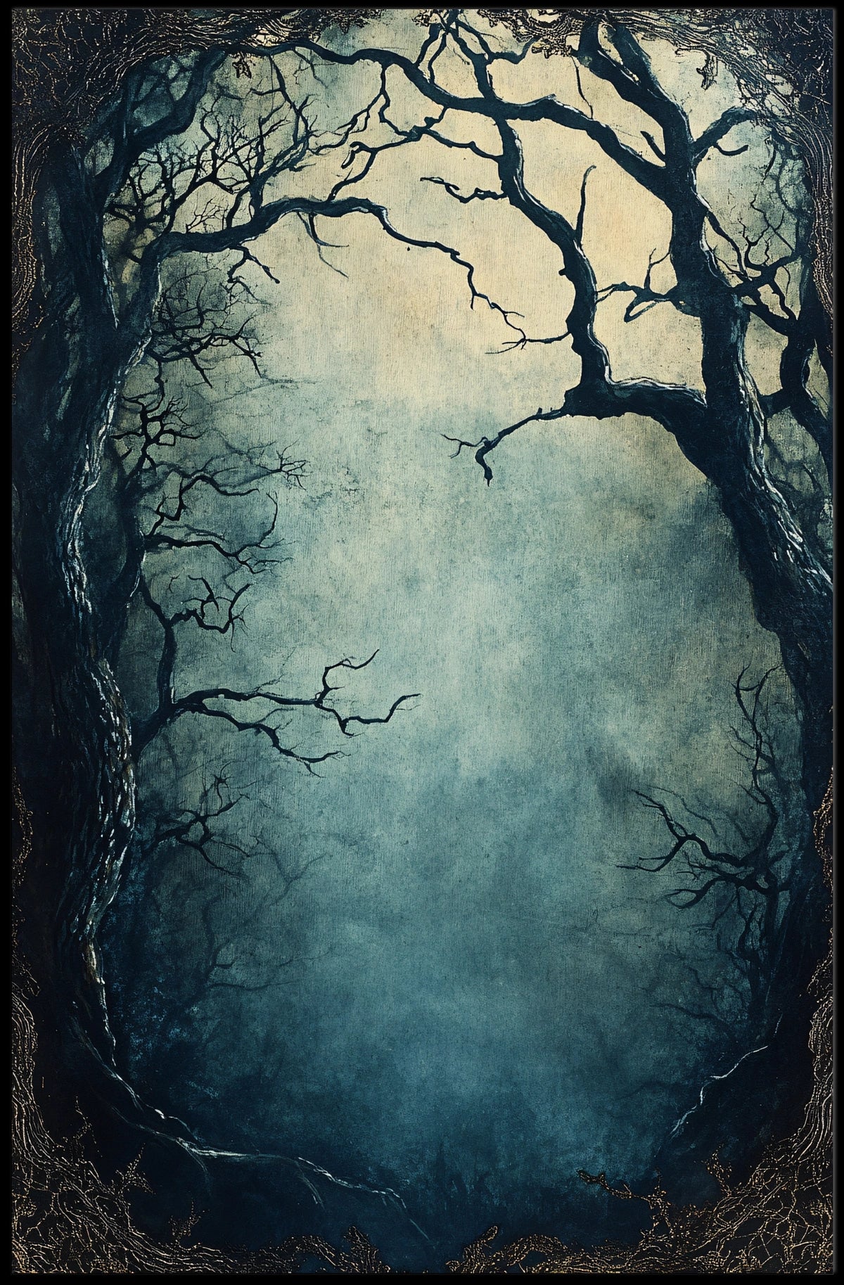 Mysterious Forest Scene Artistry Wall Decor Abstract Artistic Poster