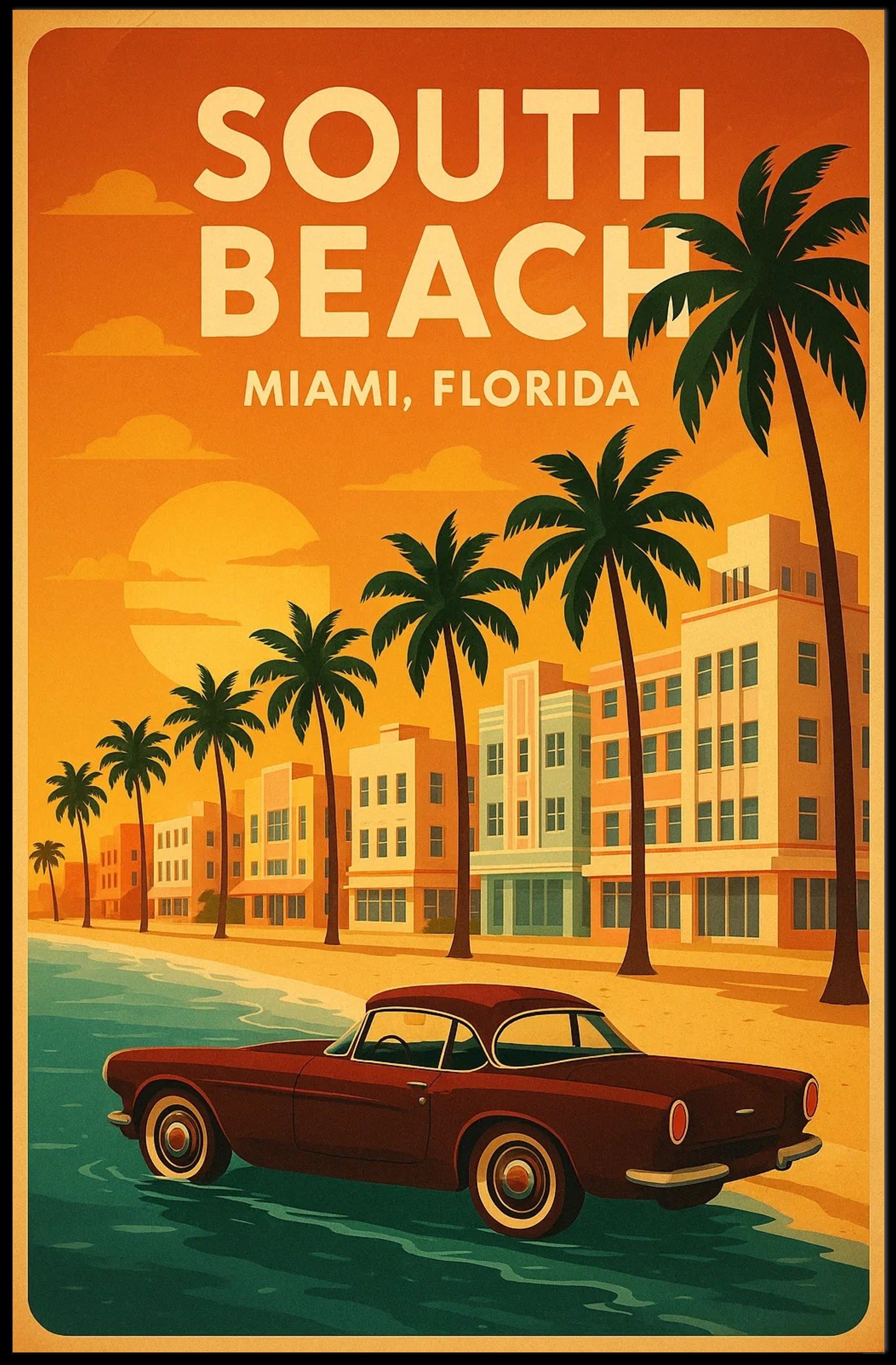South Beach Miami Art Deco Travel Poster