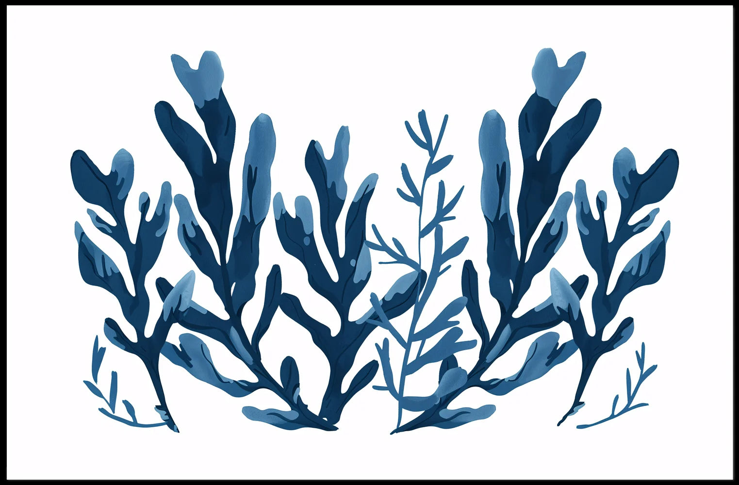 Abstract Blue Seaweed Minimalist Art Poster