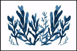 Abstract Blue Seaweed Minimalist Art Poster