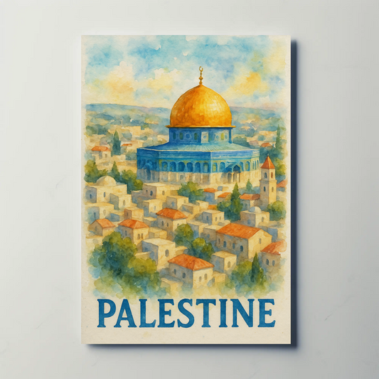 Palestine Dome Over Hills Travel Poster