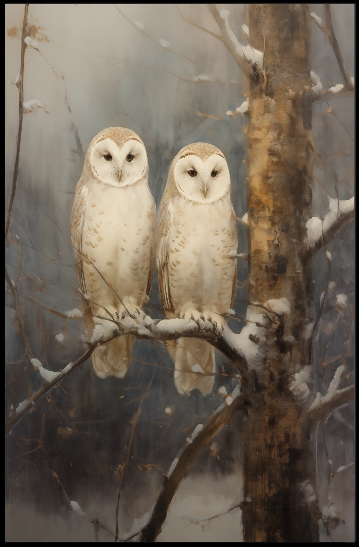 Winter Owls Poster