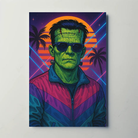 Frankenstein Monster Miami Vibes Pop Culture Poster