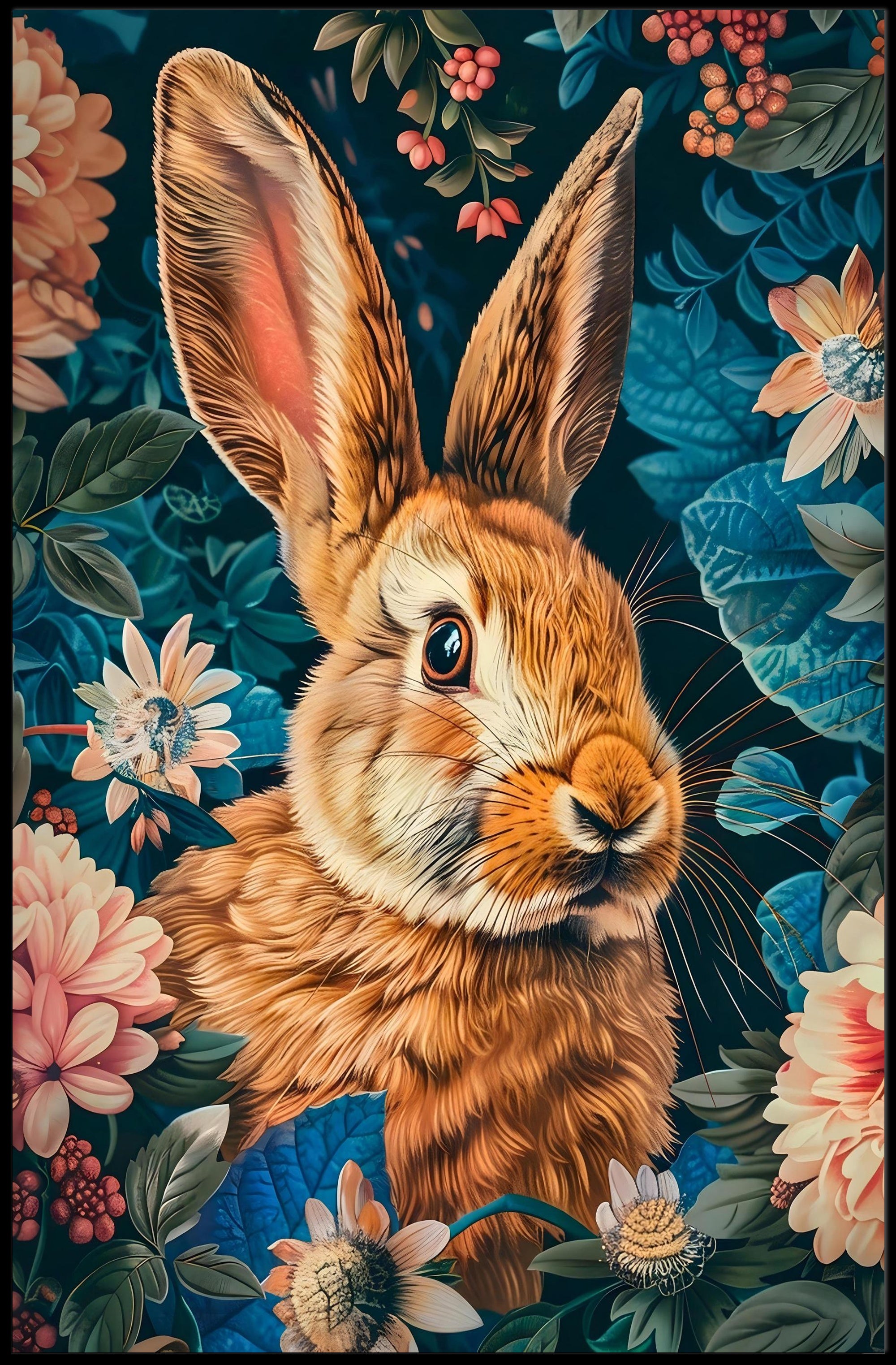 Enchanted Rabbit in Bloom Wall Art Print