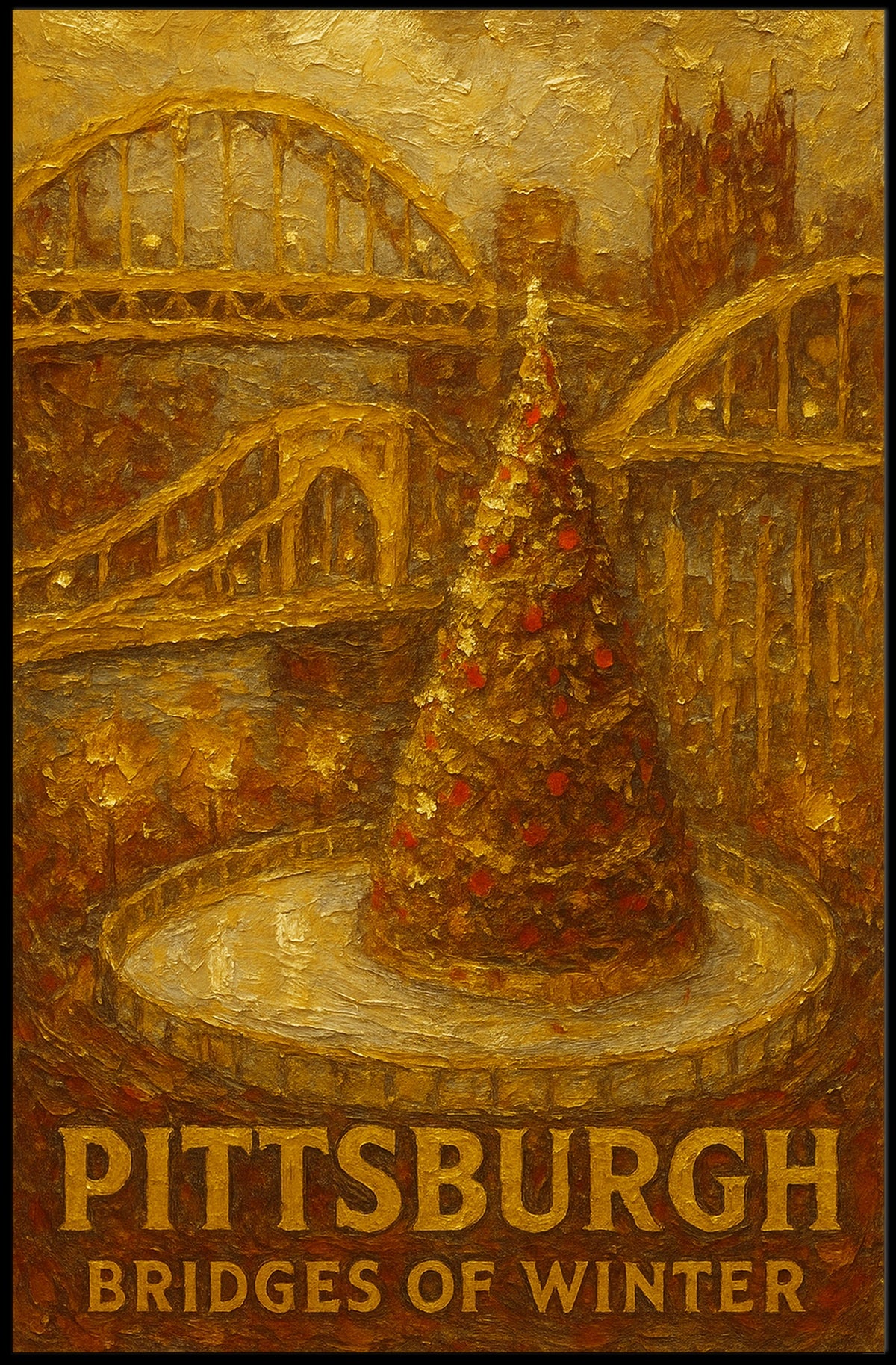 Pittsburgh Bridges Of Winter Poster