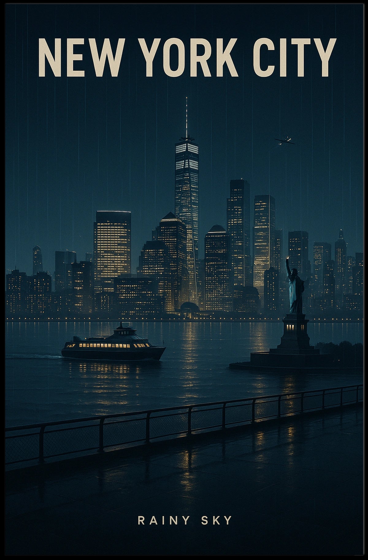 New York City Rainy Sky Poster
