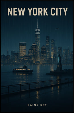 New York City Rainy Sky Poster