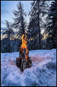Winter Campfire In The Woods Poster