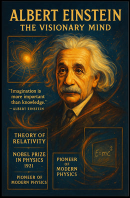 Albert Einstein Visionary Mind Vintage Art Poster