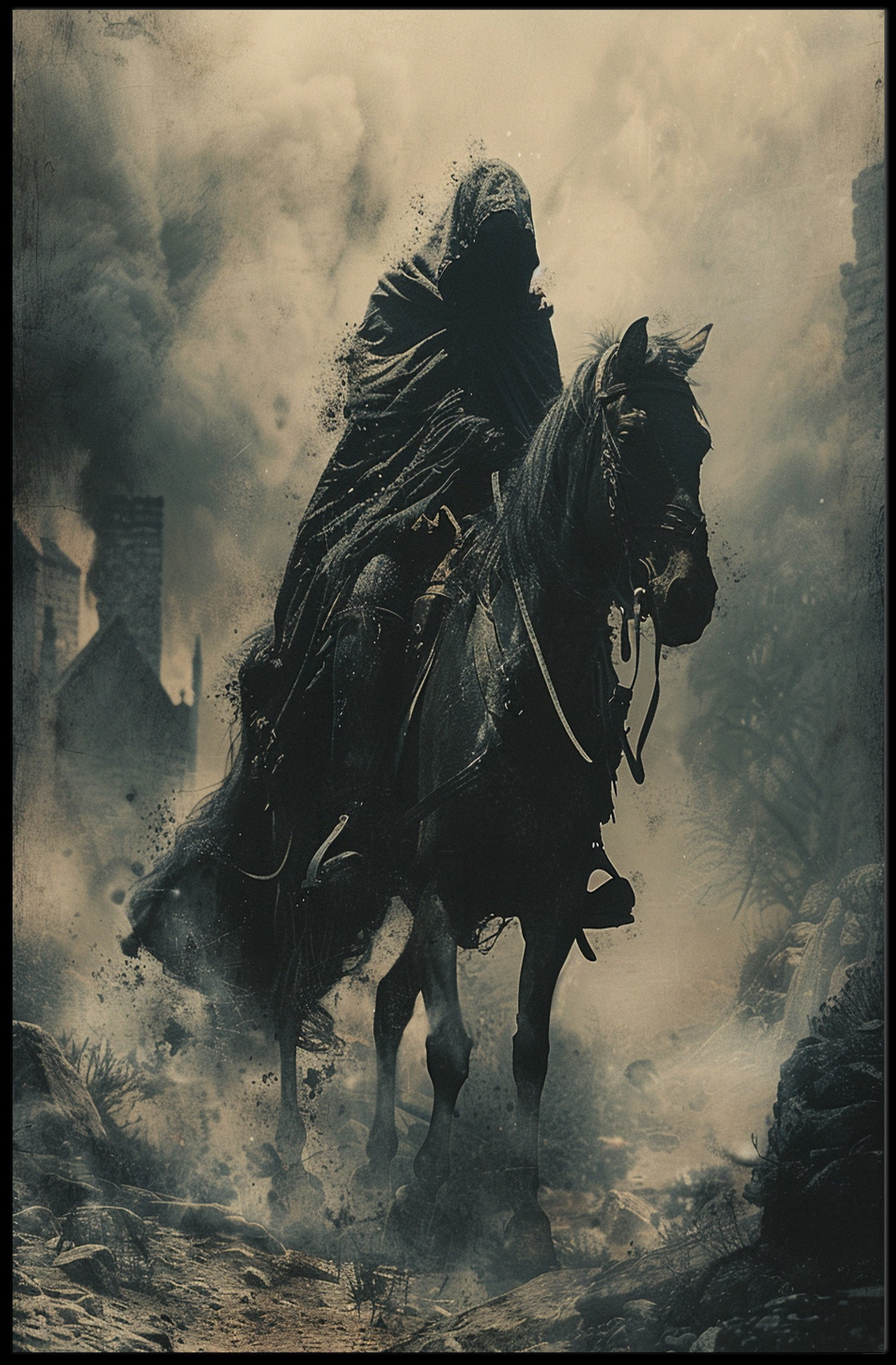 Mysterious Rider in Misty Realm Fantasy or Mythology Poster PosterGoat