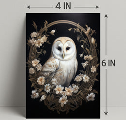 Enchanted Owl In Floral Wreath Poster PosterGoat