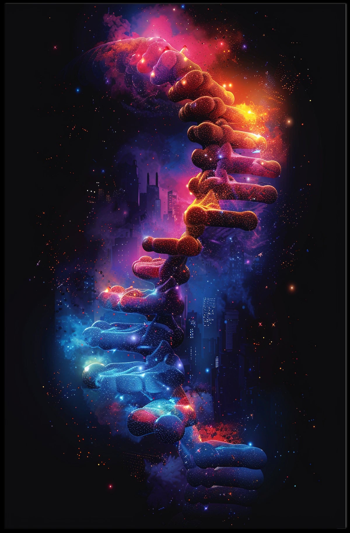 DNA Cosmos: Futuristic Art Poster of Discovery