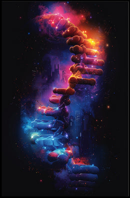 DNA Cosmos: Futuristic Art Poster of Discovery