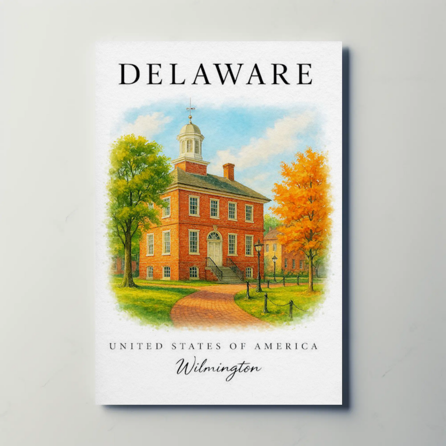 Wilmington Delaware Courthouse Autumn Travel Poster