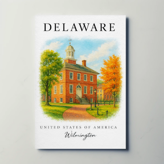 Wilmington Delaware Courthouse Autumn Travel Poster