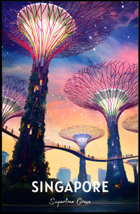 Supertree Grove Sunset in Singapore Urban or Cityscape Poster