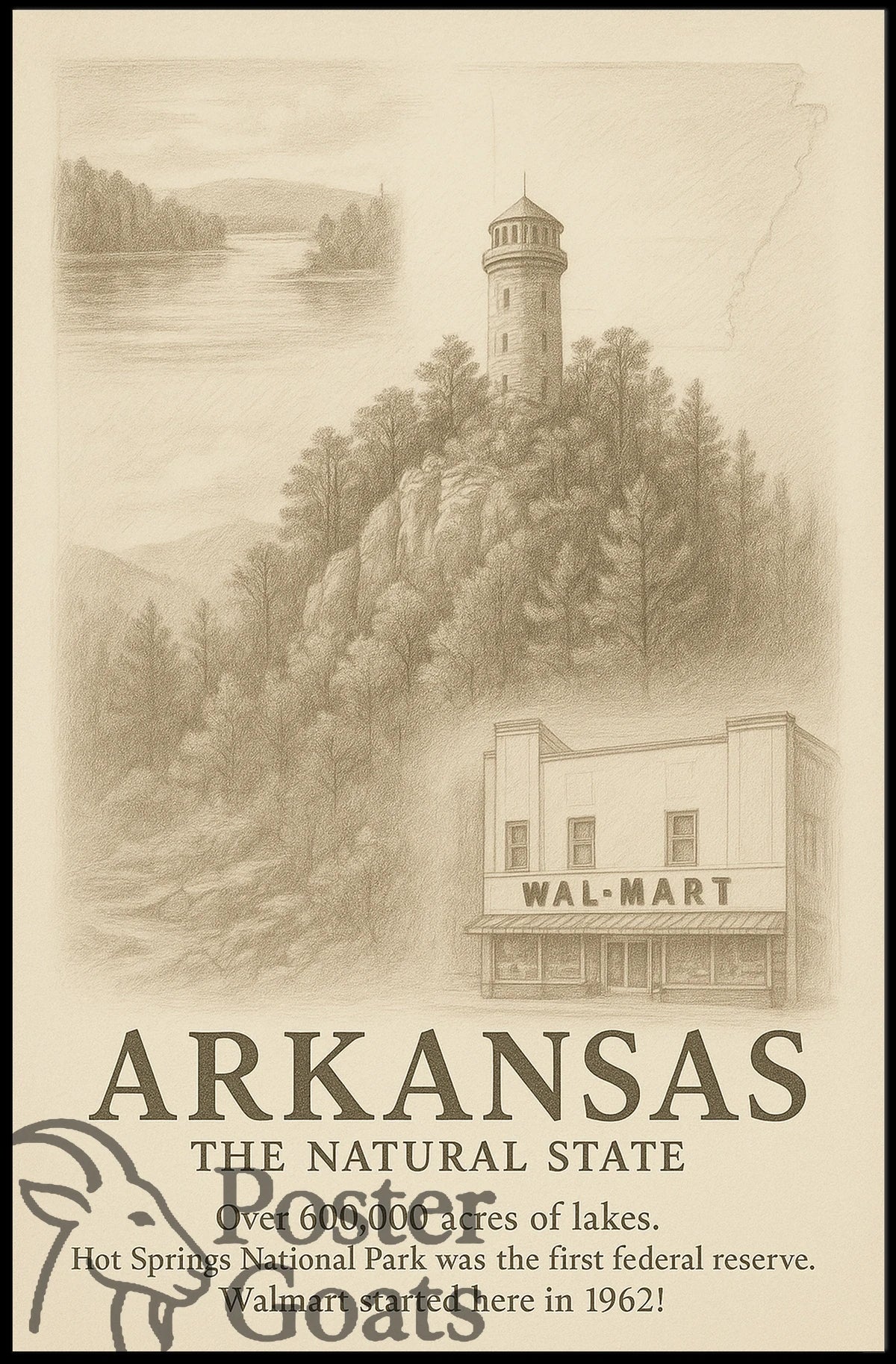Arkansas Vintage Art: The Natural State Heritage Poster